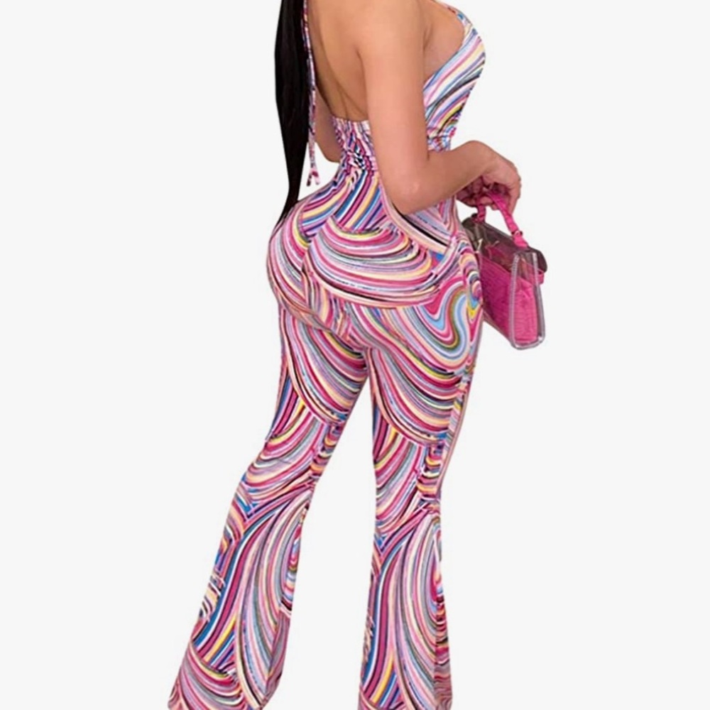 Mutli color halter jumpsuit